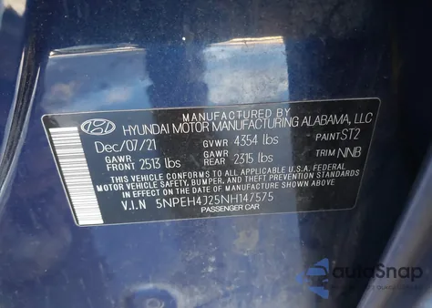 2022 Hyundai Sonata Limited from USA, damaged, VIN 5NPEH4J25NH147575